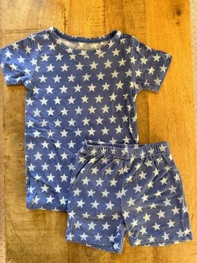 Posh Peanut Blue and White Star Short Sleeve Pajama Set